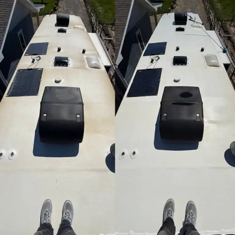 RV Roof Cleaning Before and After
