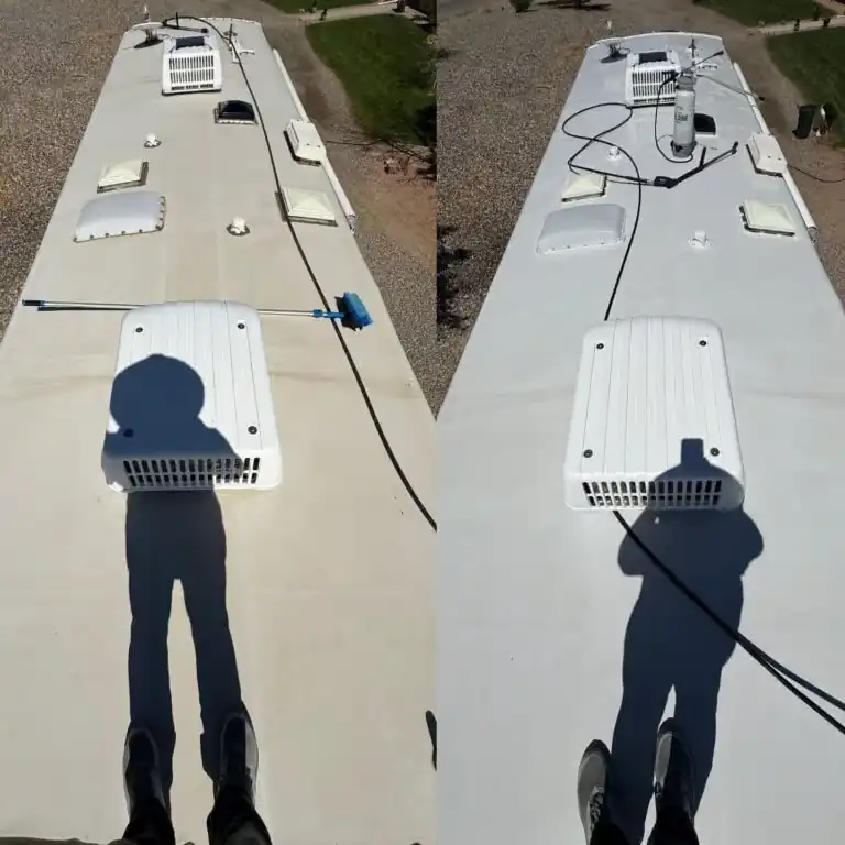 RV Roof Cleaning Before and After